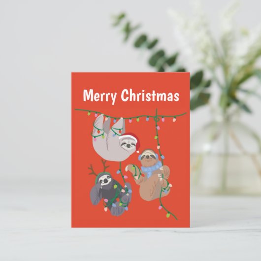 Vroegere kerstsleuf feestdagenkaart (Staand voorkant)