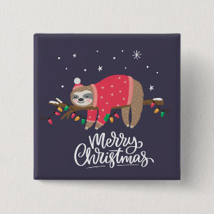 Vroegere kerstsleuf vierkante button 5,1 cm