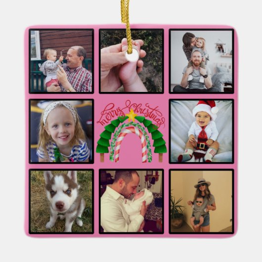 Vroegere kerststructuur Aangepaste foto-inkt Keramisch Ornament (Voorkant)