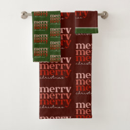 Vroegere kersttekst rood en groen patroon bad handdoek