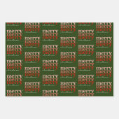 Vroegere kersttekst rood en groen patroon inpakpapier vel (Voorkant 2)