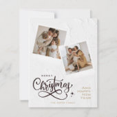 Vroegere kersttextuur en grijze spelfotokaart feestdagenkaart (Voorkant)