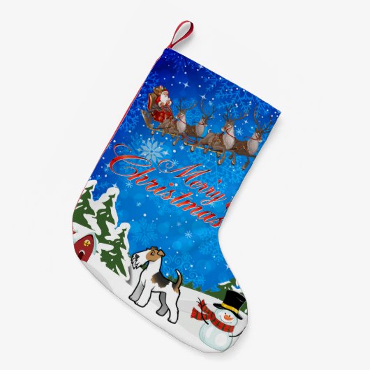 Vroegere kerstwijn met fox terrier kleine kerstsok (Voorkant (Hangend))
