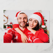 Vroegere kerstwinter Fox Fox Gold Folie Feestdagenkaart (Achterkant)