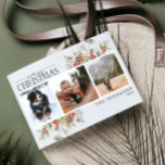 Vroegere kerstwinter Pine Berry Botanische Foto Feestdagenkaart<br><div class="desc">Maak kennis met de prettige kerstwinter met de Waterverf van Berry Greenery 3 Foto Holiday Briefkaart! Deze mooie feestelijke fotokaart bevat drie van de beste foto's van uw familie, omringd door verbluffende waterverf kunst en moderne kalligrafie die iedereen een prettig kerstfeest toewenst. Stuur je geliefden deze mooie vakantiekaart en maak...</div>