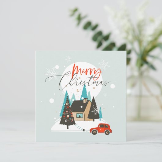 Vroegere kerstwinter, platte Kaart (Staand voorkant)