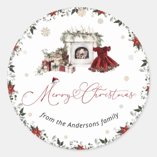 Vroegere kerstwinter ronde sticker (Voorkant)