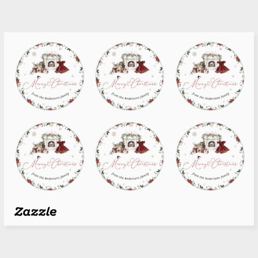 Vroegere kerstwinter ronde sticker (Vel)