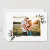 Vroegere kerstwinterfoto met floreel goud feestdagenkaart (Voorkant)