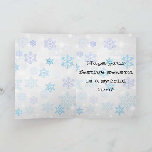 Vroegere kerstwitte tekst feestdagen kaart (Binnen)