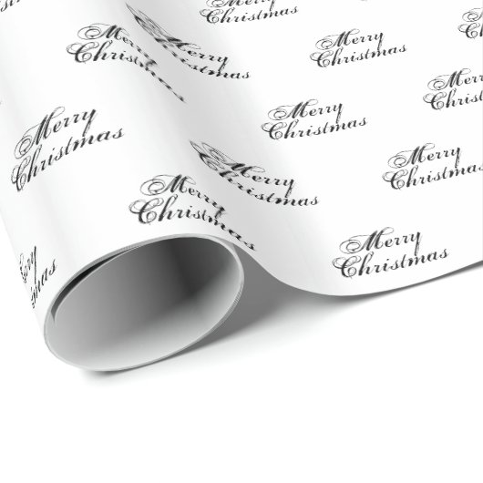 Vroegere kerstzwarte witte scriptkalligrafie cadeaupapier (Rol Hoek)