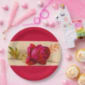 Vroegere rode roos papieren bordje (Feest)