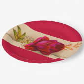 Vroegere rode roos papieren bordje (Gekanteld)
