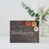 Vroegjaars Happy Thanksgiving Rustic Leaves Gourds Briefkaart (Staand voorkant)