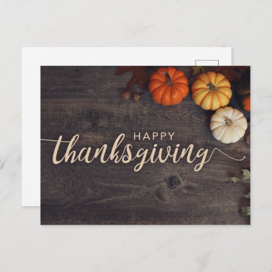 Vroegjaars Happy Thanksgiving Rustic Leaves Gourds Briefkaart (Voorkant / Achterkant)