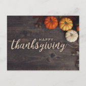 Vroegjaars Happy Thanksgiving Rustic Leaves Gourds Briefkaart (Voorkant)