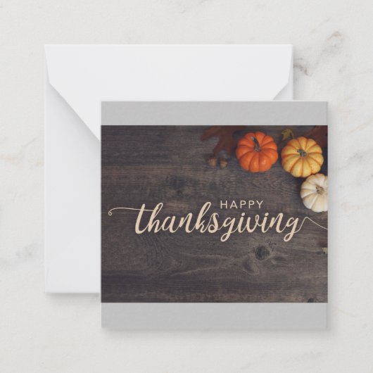 Vroegjaars Happy Thanksgiving Rustic Leaves Gourds Notitiekaartje (Voorkant)