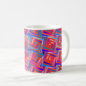 Vroegmoderne vierkante spiralen - rood multi koffiemok (Voorkant rechts)