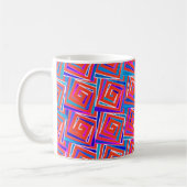 Vroegmoderne vierkante spiralen - rood multi koffiemok (Links)