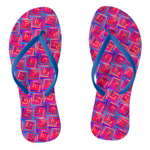 Vroegmoderne vierkante spiralen - rood multi teenslippers