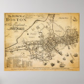 Vroegste bekende kaart van Boston 1722 Poster (Voorkant)