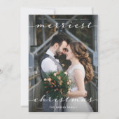 Vroegste kerst | Eén foto-script linen look Feestdagenkaart (Voorkant)