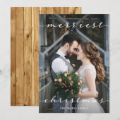 Vroegste kerst | Eén fotoscript: bijtend hout Feestdagenkaart (Voorkant / Achterkant)