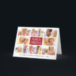 Vroegste kerst | Foto gevouwen feestdag Feestdagen Kaart<br><div class="desc">Deze moderne,  minimalistische vakantiefoto-kaart is voorzien van een multi-fotolay-out met ruimte voor acht foto's,  samen met een schattig handschrift dat in rood en wit "Kerst van de feestdag" staat.</div>