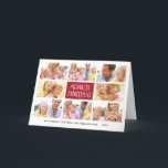 Vroegste kerst | Foto gevouwen feestdag Feestdagen Kaart<br><div class="desc">Deze moderne,  minimalistische vakantiefoto-kaart is voorzien van een multi-fotolay-out met ruimte voor acht foto's,  samen met een schattig handschrift dat in rood en wit "Kerst van de feestdag" staat.</div>