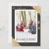 Vroegste kerst | Foto/handtekening | Ash Black Feestdagenkaart (Voorkant)