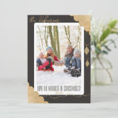 Vroegste kerst | Foto/handtekening | Ash Black Feestdagenkaart (Staand voorkant)