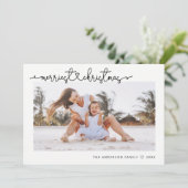 Vroegste kerstfoto Moderne Minimale Manuscript Feestdagenkaart (Staand voorkant)