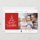 Vroegste kerstfoto's rood en wit feestdagenkaart (Voorkant)