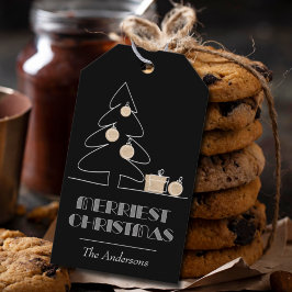 Vroegste kerstzwarte kerst cadeaulabel