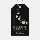 Vroegste kerstzwarte kerst cadeaulabel (Voorkant)