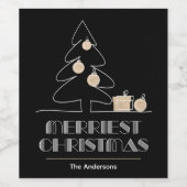 Vroegste kerstzwarte kerst wijn etiket (Enkel label)