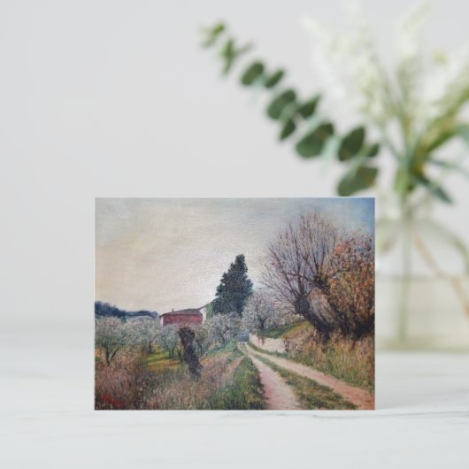 VROEGSTE SPRING IN HET VERNALESE/Toscaanse landsch Briefkaart (Staand voorkant)