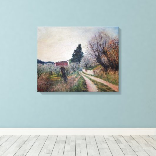 VROEGSTE SPRING IN HET VERNALESE/Toscaanse landsch Canvas Afdruk (Insitu (Houten vloer))