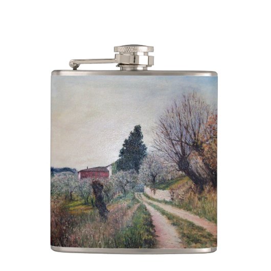 VROEGSTE SPRING IN HET VERNALESE/Toscaanse landsch Heupfles (Voorkant)