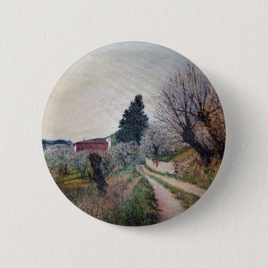 VROEGSTE SPRING IN HET VERNALESE/Toscaanse landsch Ronde Button 5,7 Cm (Voorkant)
