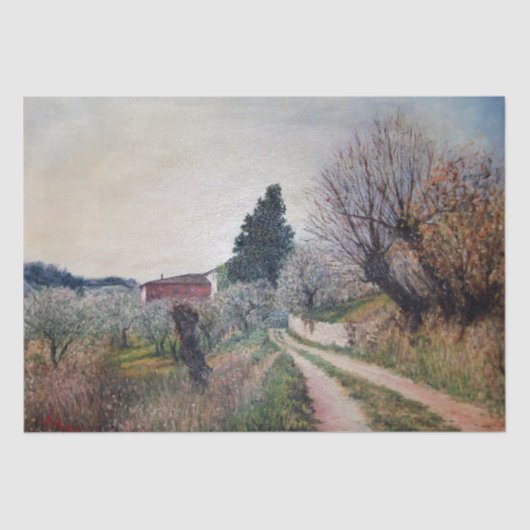 VROEGSTE SPRING IN HET VERNALESE/Toscaanse landsch Tissuepapier (Voorkant)