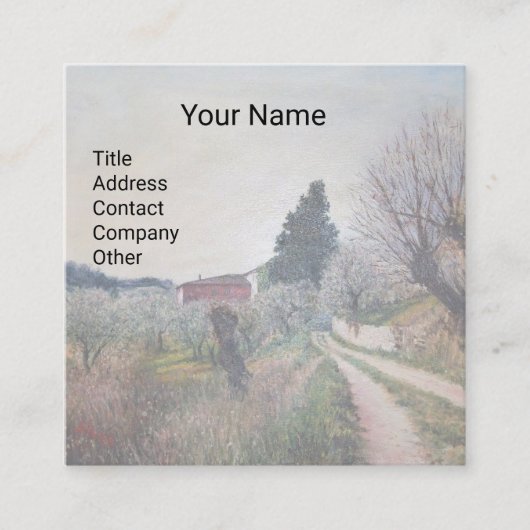 VROEGSTE SPRING IN HET VERNALESE/Toscaanse landsch Vierkante Visitekaartje (Voorkant)