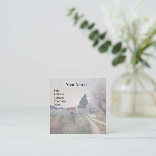 VROEGSTE SPRING IN HET VERNALESE/Toscaanse landsch Vierkante Visitekaartje (Staand voorkant)