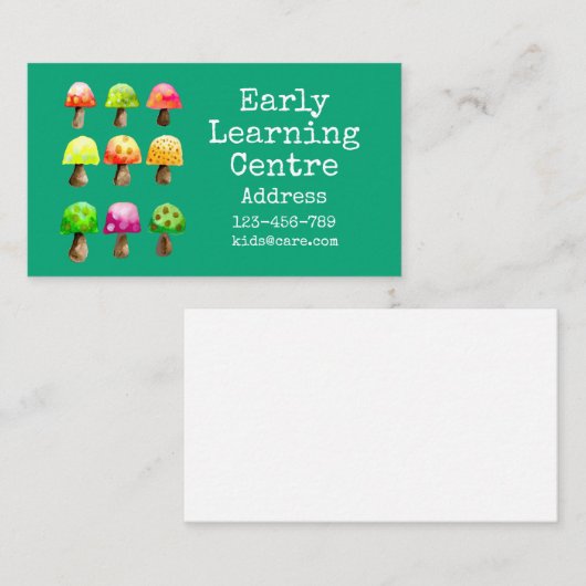 Vroegtijdig leren Visitekaartje voor dagverzorging (Voorkant / Achterkant)