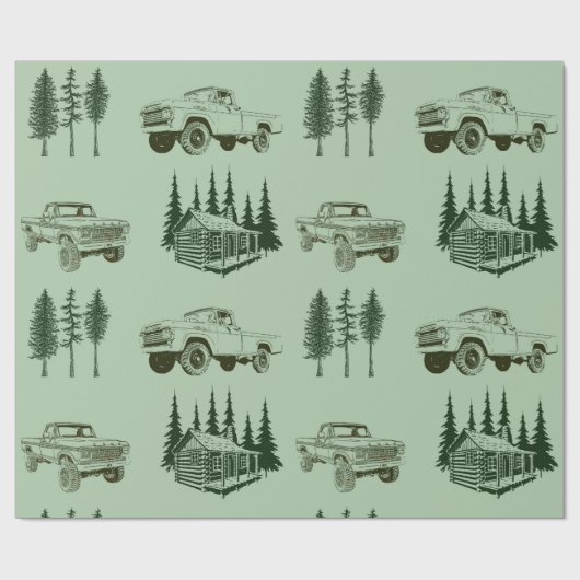 Vroegtijdige kerstwrappen, vrachtwagen, boom en ca cadeaupapier (Vlak)