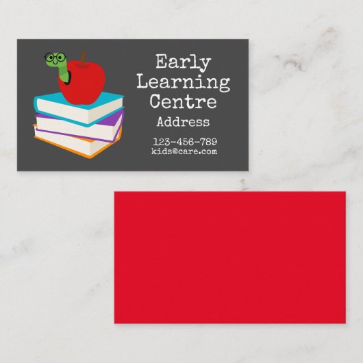 Vroegtijdige leermiddelvoorschoolse boekenworm visitekaartje (Voorkant / Achterkant)