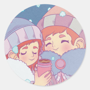 Vroge ochtend in de winter ronde sticker