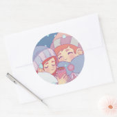 Vroge ochtend in de winter ronde sticker (Envelop)