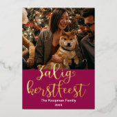 VroKerstlijk geeft het prettige kerstfeest in het Folie Feestdagenkaart (Voorkant)