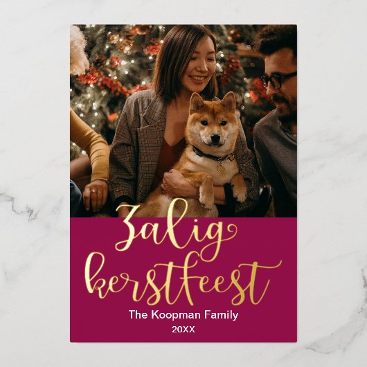 VroKerstlijk geeft het prettige kerstfeest in het Folie Feestdagenkaart (Voorkant)